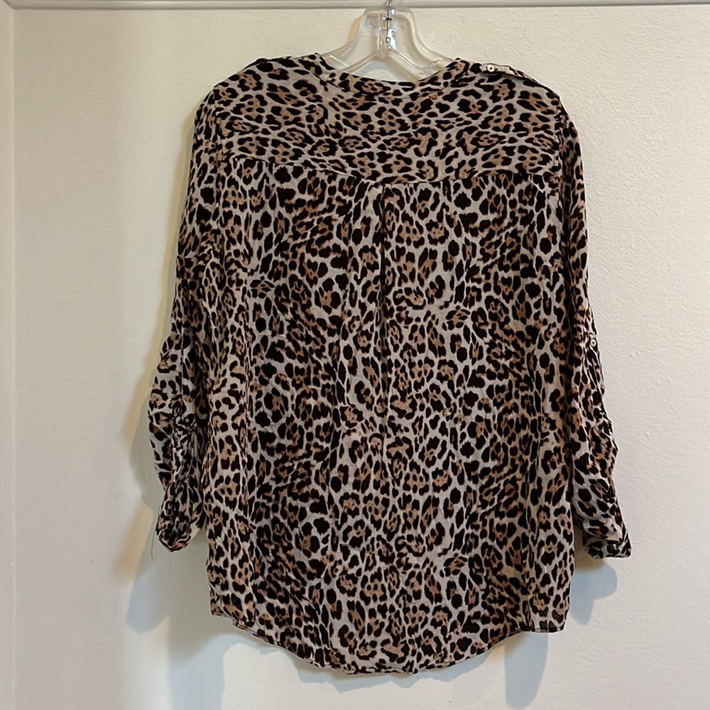 Zara Basic Leopard Print Button Down Shirt - image 3